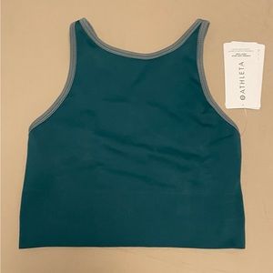 Teal Athelta Crop Top - Aurora Seamless High Neck Crop Tank